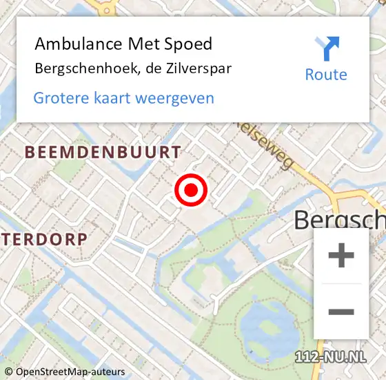 Locatie op kaart van de 112 melding: Ambulance Met Spoed Naar Bergschenhoek, de Zilverspar op 17 maart 2020 00:08