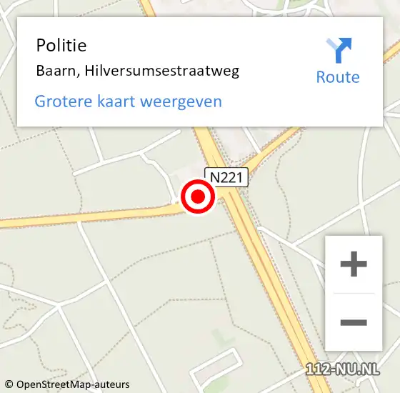 Locatie op kaart van de 112 melding: Politie Baarn, Hilversumsestraatweg op 17 maart 2020 00:22