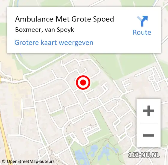 Locatie op kaart van de 112 melding: Ambulance Met Grote Spoed Naar Boxmeer, van Speyk op 17 maart 2020 00:50