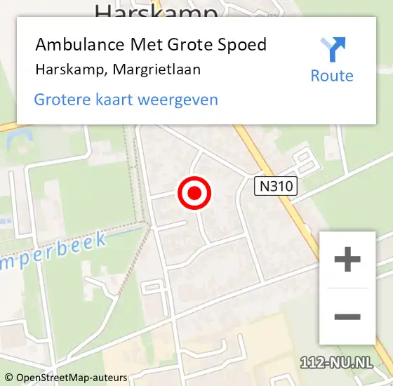 Locatie op kaart van de 112 melding: Ambulance Met Grote Spoed Naar Harskamp, Margrietlaan op 17 maart 2020 01:09