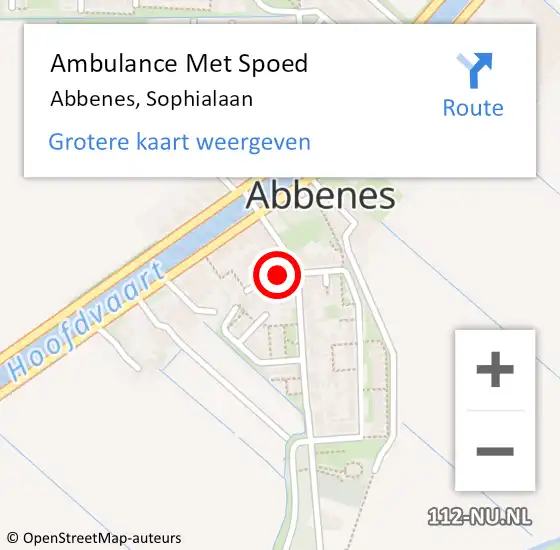 Locatie op kaart van de 112 melding: Ambulance Met Spoed Naar Abbenes, Sophialaan op 17 maart 2020 01:27