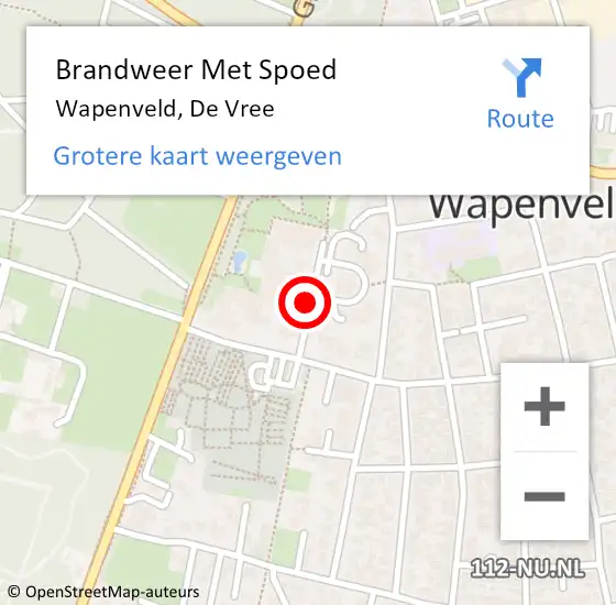 Locatie op kaart van de 112 melding: Brandweer Met Spoed Naar Wapenveld, De Vree op 17 maart 2020 03:08