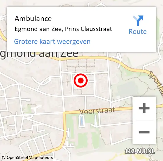 Locatie op kaart van de 112 melding: Ambulance Egmond aan Zee, Prins Clausstraat op 17 maart 2020 09:36