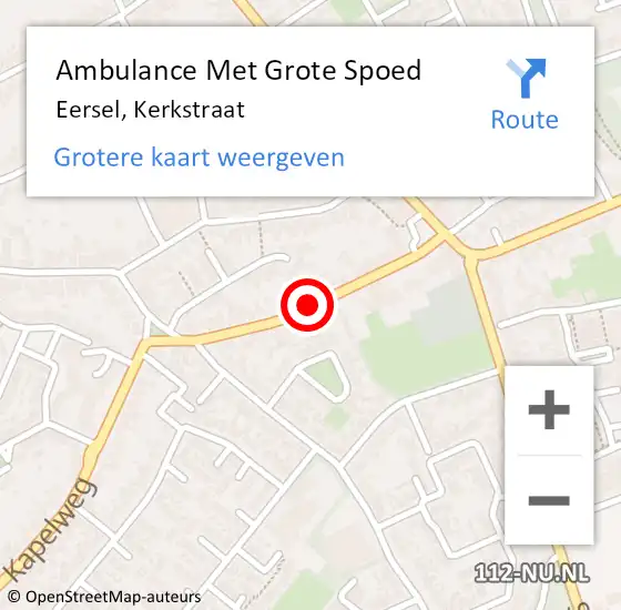 Locatie op kaart van de 112 melding: Ambulance Met Grote Spoed Naar Eersel, Kerkstraat op 17 maart 2020 10:49