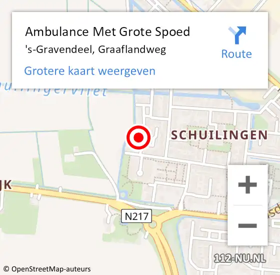 Locatie op kaart van de 112 melding: Ambulance Met Grote Spoed Naar 's-Gravendeel, Graaflandweg op 1 mei 2014 15:09