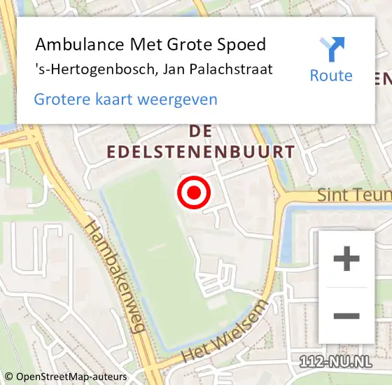 Locatie op kaart van de 112 melding: Ambulance Met Grote Spoed Naar 's-Hertogenbosch, Jan Palachstraat op 17 maart 2020 11:22