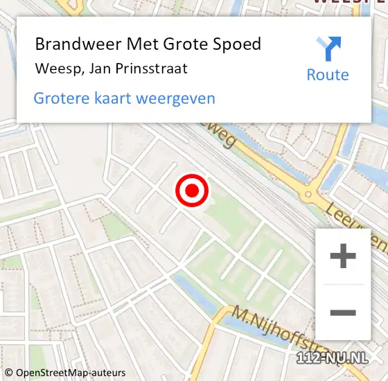 Locatie op kaart van de 112 melding: Brandweer Met Grote Spoed Naar Weesp, Jan Prinsstraat op 17 maart 2020 11:34