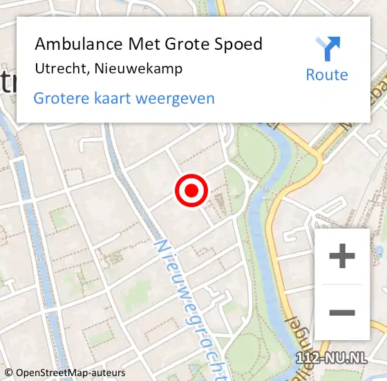 Locatie op kaart van de 112 melding: Ambulance Met Grote Spoed Naar Utrecht, Nieuwekamp op 17 maart 2020 11:40