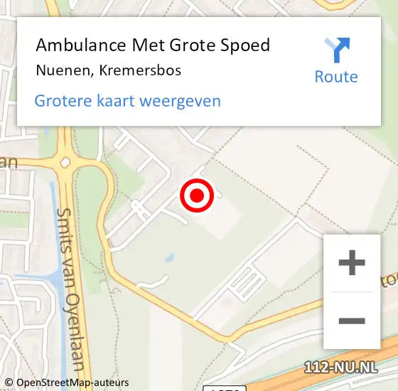 Locatie op kaart van de 112 melding: Ambulance Met Grote Spoed Naar Nuenen, Kremersbos op 17 maart 2020 11:46