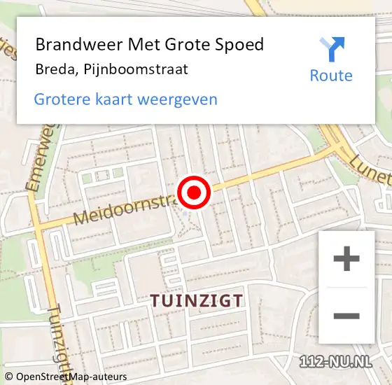 Locatie op kaart van de 112 melding: Brandweer Met Grote Spoed Naar Breda, Pijnboomstraat op 17 maart 2020 11:50