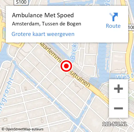 Locatie op kaart van de 112 melding: Ambulance Met Spoed Naar Amsterdam, Tussen De Bogen op 17 maart 2020 12:20