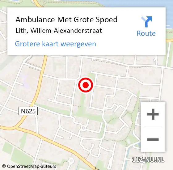 Locatie op kaart van de 112 melding: Ambulance Met Grote Spoed Naar Lith, Willem-Alexanderstraat op 17 maart 2020 13:08