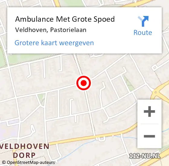 Locatie op kaart van de 112 melding: Ambulance Met Grote Spoed Naar Veldhoven, Pastorielaan op 17 maart 2020 13:20