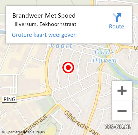 Locatie op kaart van de 112 melding: Brandweer Met Spoed Naar Hilversum, Eekhoornstraat op 17 maart 2020 14:01