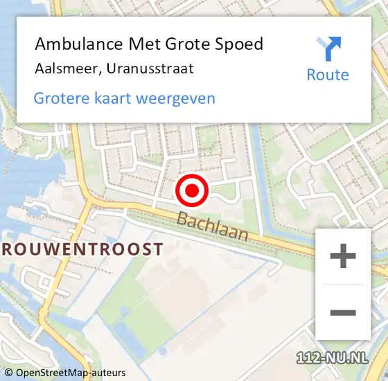 Locatie op kaart van de 112 melding: Ambulance Met Grote Spoed Naar Aalsmeer, Uranusstraat op 17 maart 2020 14:33