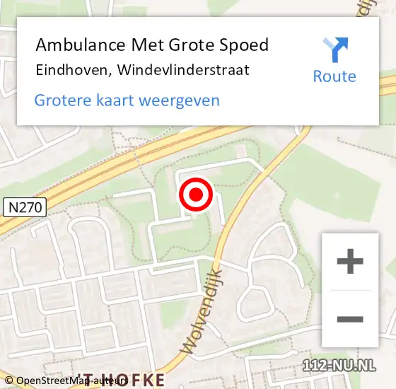 Locatie op kaart van de 112 melding: Ambulance Met Grote Spoed Naar Eindhoven, Windevlinderstraat op 17 maart 2020 14:40