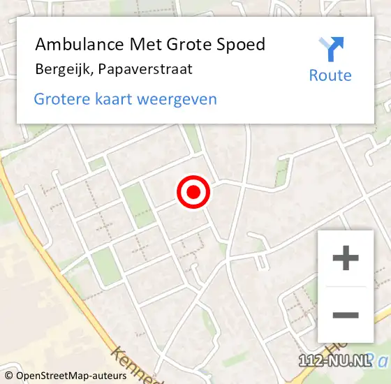 Locatie op kaart van de 112 melding: Ambulance Met Grote Spoed Naar Bergeijk, Papaverstraat op 17 maart 2020 15:14