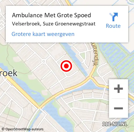 Locatie op kaart van de 112 melding: Ambulance Met Grote Spoed Naar Velserbroek, Suze Groenewegstraat op 17 maart 2020 15:17