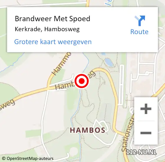 Locatie op kaart van de 112 melding: Brandweer Met Spoed Naar Kerkrade, Hambosweg op 17 maart 2020 16:03