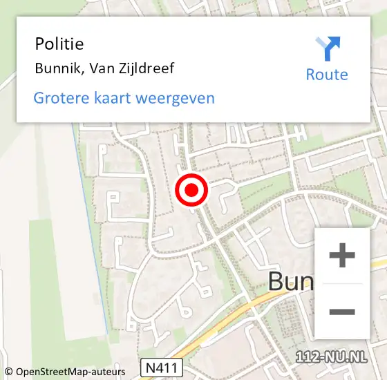 Locatie op kaart van de 112 melding: Politie Bunnik, Van Zijldreef op 17 maart 2020 16:10