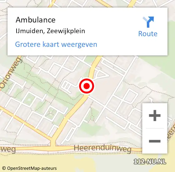 Locatie op kaart van de 112 melding: Ambulance IJmuiden, Zeewijkplein op 17 maart 2020 16:22