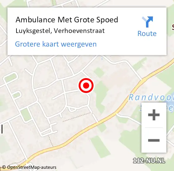 Locatie op kaart van de 112 melding: Ambulance Met Grote Spoed Naar Luyksgestel, Verhoevenstraat op 17 maart 2020 16:24