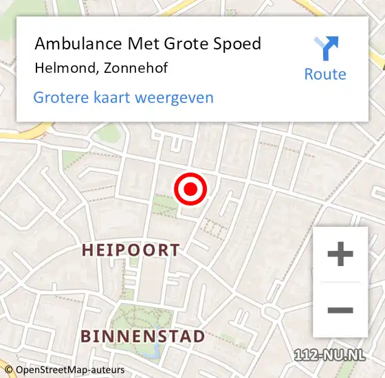 Locatie op kaart van de 112 melding: Ambulance Met Grote Spoed Naar Helmond, Zonnehof op 17 maart 2020 16:51