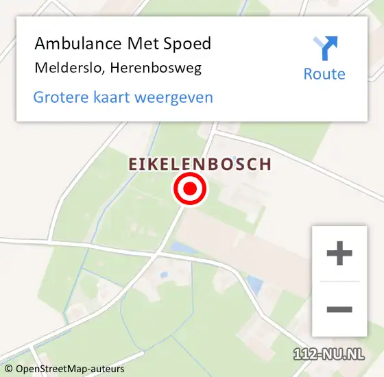 Locatie op kaart van de 112 melding: Ambulance Met Spoed Naar Melderslo, Herenbosweg op 17 maart 2020 16:59