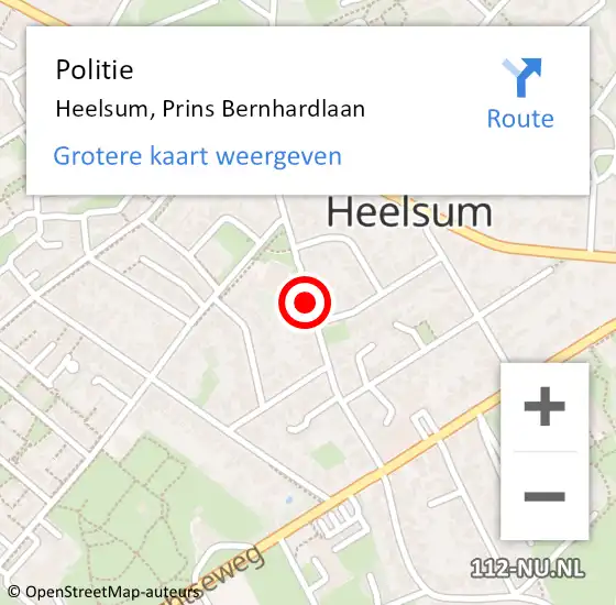 Locatie op kaart van de 112 melding: Politie Heelsum, Prins Bernhardlaan op 17 maart 2020 17:45