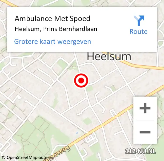 Locatie op kaart van de 112 melding: Ambulance Met Spoed Naar Heelsum, Prins Bernhardlaan op 17 maart 2020 17:45