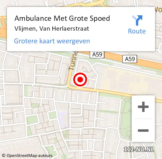 Locatie op kaart van de 112 melding: Ambulance Met Grote Spoed Naar Vlijmen, Van Herlaerstraat op 17 maart 2020 17:51