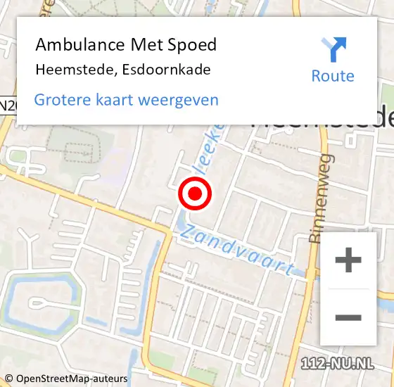 Locatie op kaart van de 112 melding: Ambulance Met Spoed Naar Heemstede, Esdoornkade op 17 maart 2020 18:20