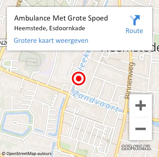 Locatie op kaart van de 112 melding: Ambulance Met Grote Spoed Naar Heemstede, Esdoornkade op 17 maart 2020 18:24