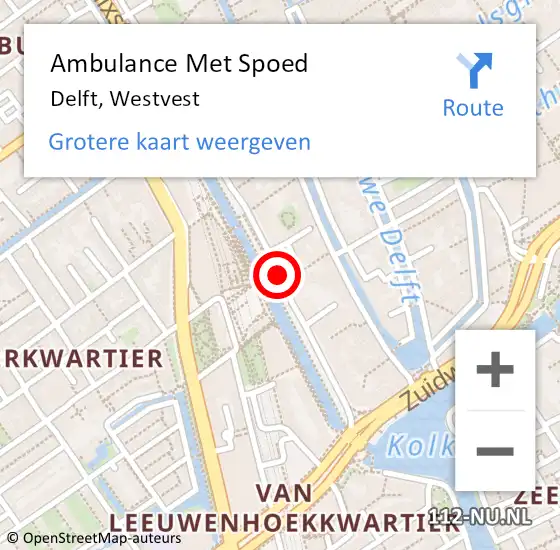 Locatie op kaart van de 112 melding: Ambulance Met Spoed Naar Delft, Westvest op 17 maart 2020 19:35
