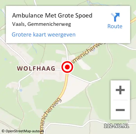 Locatie op kaart van de 112 melding: Ambulance Met Grote Spoed Naar Vaals, Gemmenicherweg op 1 mei 2014 15:52