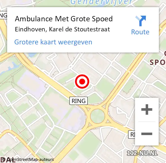 Locatie op kaart van de 112 melding: Ambulance Met Grote Spoed Naar Eindhoven, Karel de Stoutestraat op 17 maart 2020 20:39