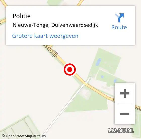 Locatie op kaart van de 112 melding: Politie Nieuwe-Tonge, Duivenwaardsedijk op 17 maart 2020 23:00