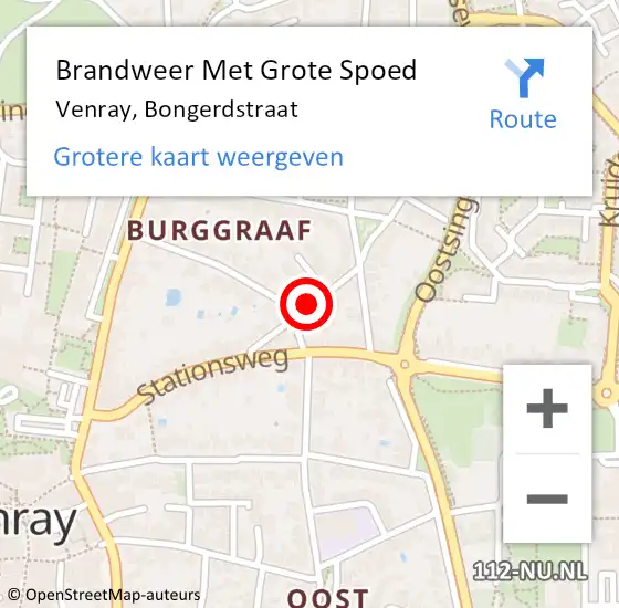 Locatie op kaart van de 112 melding: Brandweer Met Grote Spoed Naar Venray, Bongerdstraat op 17 maart 2020 23:36