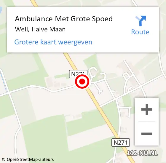 Locatie op kaart van de 112 melding: Ambulance Met Grote Spoed Naar Well, Halve Maan op 18 maart 2020 01:52