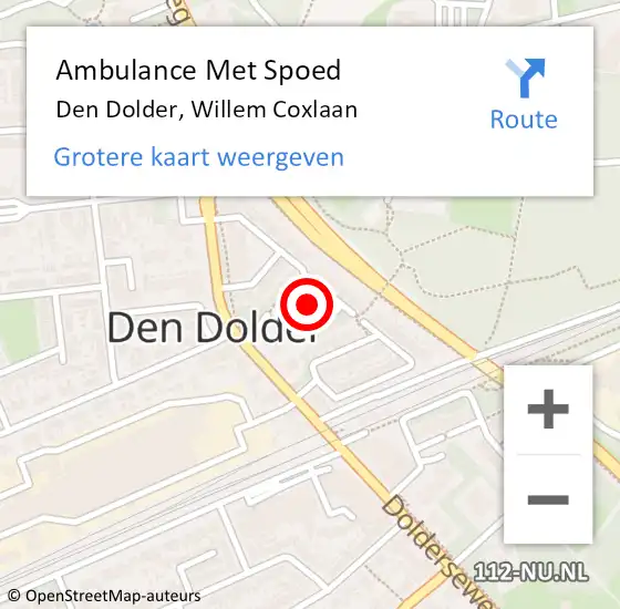 Locatie op kaart van de 112 melding: Ambulance Met Spoed Naar Den Dolder, Willem Coxlaan op 1 mei 2014 16:09