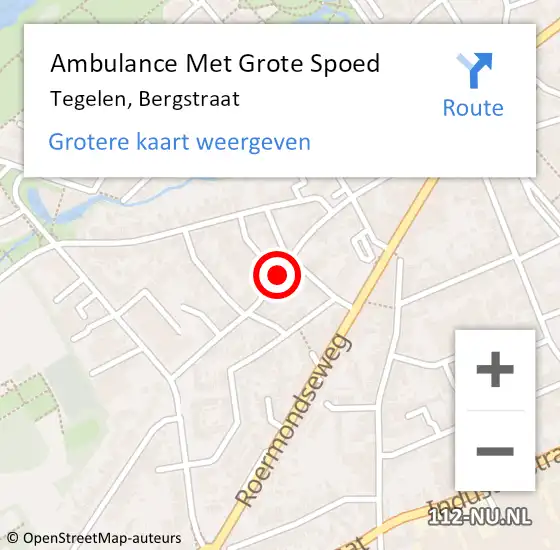 Locatie op kaart van de 112 melding: Ambulance Met Grote Spoed Naar Tegelen, Bergstraat op 18 maart 2020 02:20