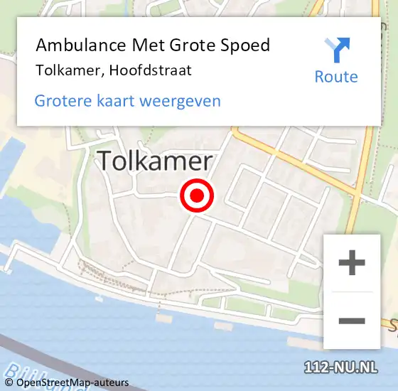 Locatie op kaart van de 112 melding: Ambulance Met Grote Spoed Naar Tolkamer, Hoofdstraat op 18 maart 2020 03:26