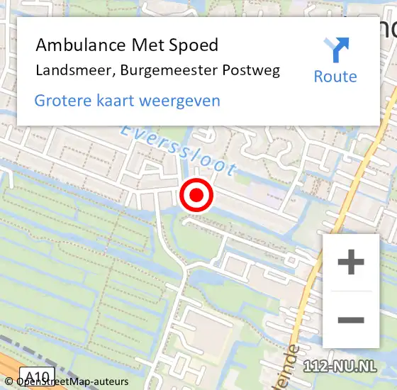 Locatie op kaart van de 112 melding: Ambulance Met Spoed Naar Landsmeer, Burgemeester Postweg op 18 maart 2020 05:06