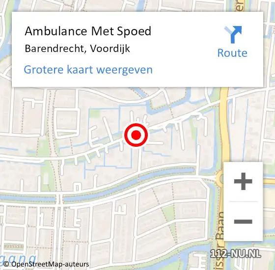 Locatie op kaart van de 112 melding: Ambulance Met Spoed Naar Barendrecht, Voordijk op 18 maart 2020 08:17