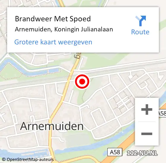 Locatie op kaart van de 112 melding: Brandweer Met Spoed Naar Arnemuiden, Koningin Julianalaan op 1 mei 2014 16:25