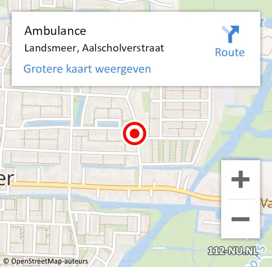 Locatie op kaart van de 112 melding: Ambulance Landsmeer, Aalscholverstraat op 18 maart 2020 10:21