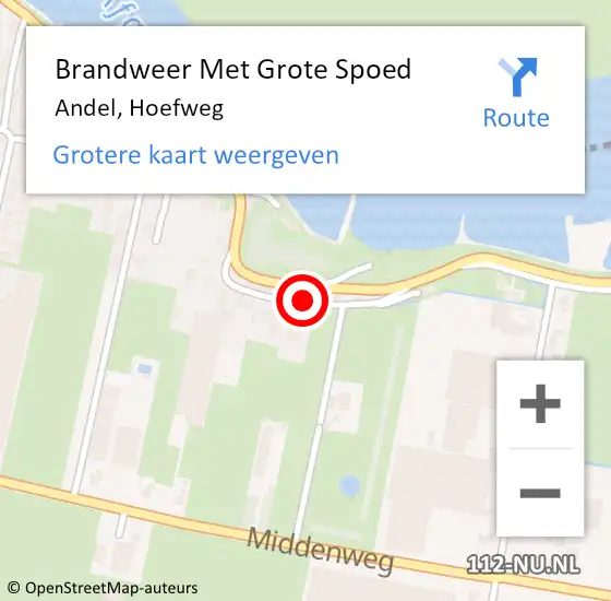 Locatie op kaart van de 112 melding: Brandweer Met Grote Spoed Naar Andel, Hoefweg op 18 maart 2020 10:43