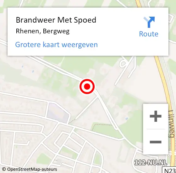 Locatie op kaart van de 112 melding: Brandweer Met Spoed Naar Rhenen, Bergweg op 18 maart 2020 11:01