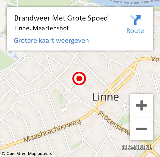 Locatie op kaart van de 112 melding: Brandweer Met Grote Spoed Naar Linne, Maartenshof op 18 maart 2020 11:14