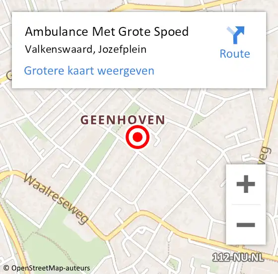 Locatie op kaart van de 112 melding: Ambulance Met Grote Spoed Naar Valkenswaard, Jozefplein op 18 maart 2020 11:20